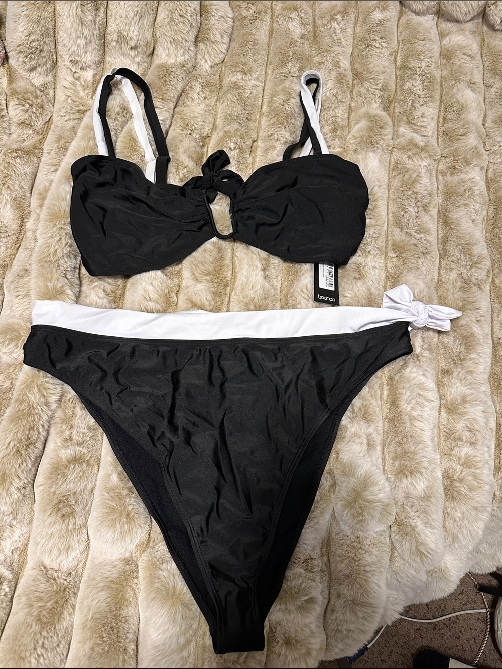 Black and white high waisted swimsuit NWT, 18